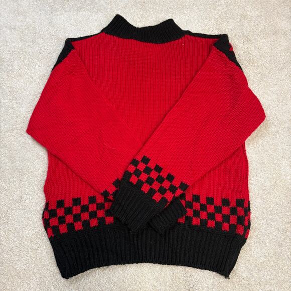 Hastings & Smith Vintage Scottie Dog Flower Checkered Sweater Size M - Picture 2 of 5